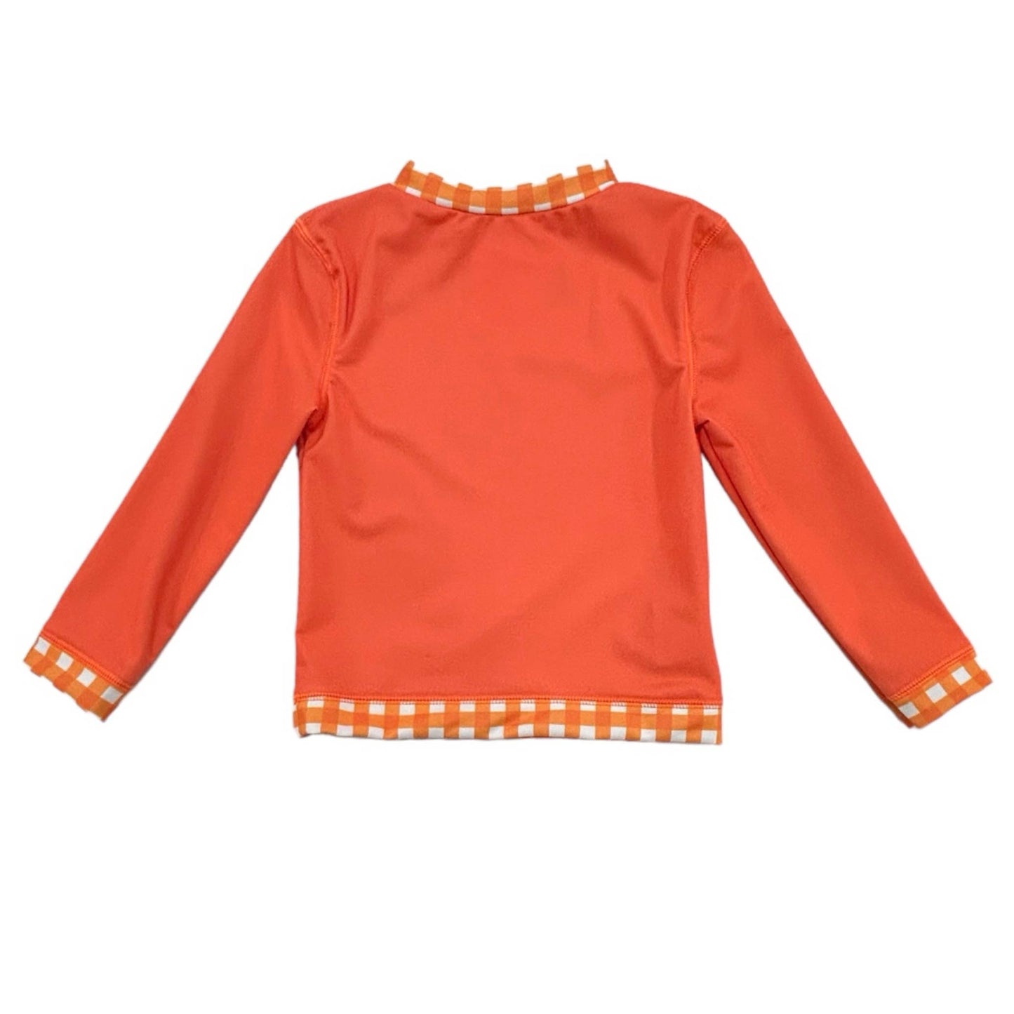 Kids Summer Swimwear - Rashguard - Orange Gingham: 2T