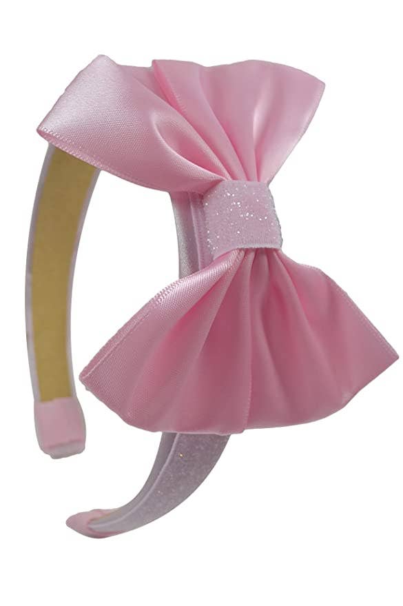 Sparkling Glitter Girls Satin Bow Arch Headband: Black