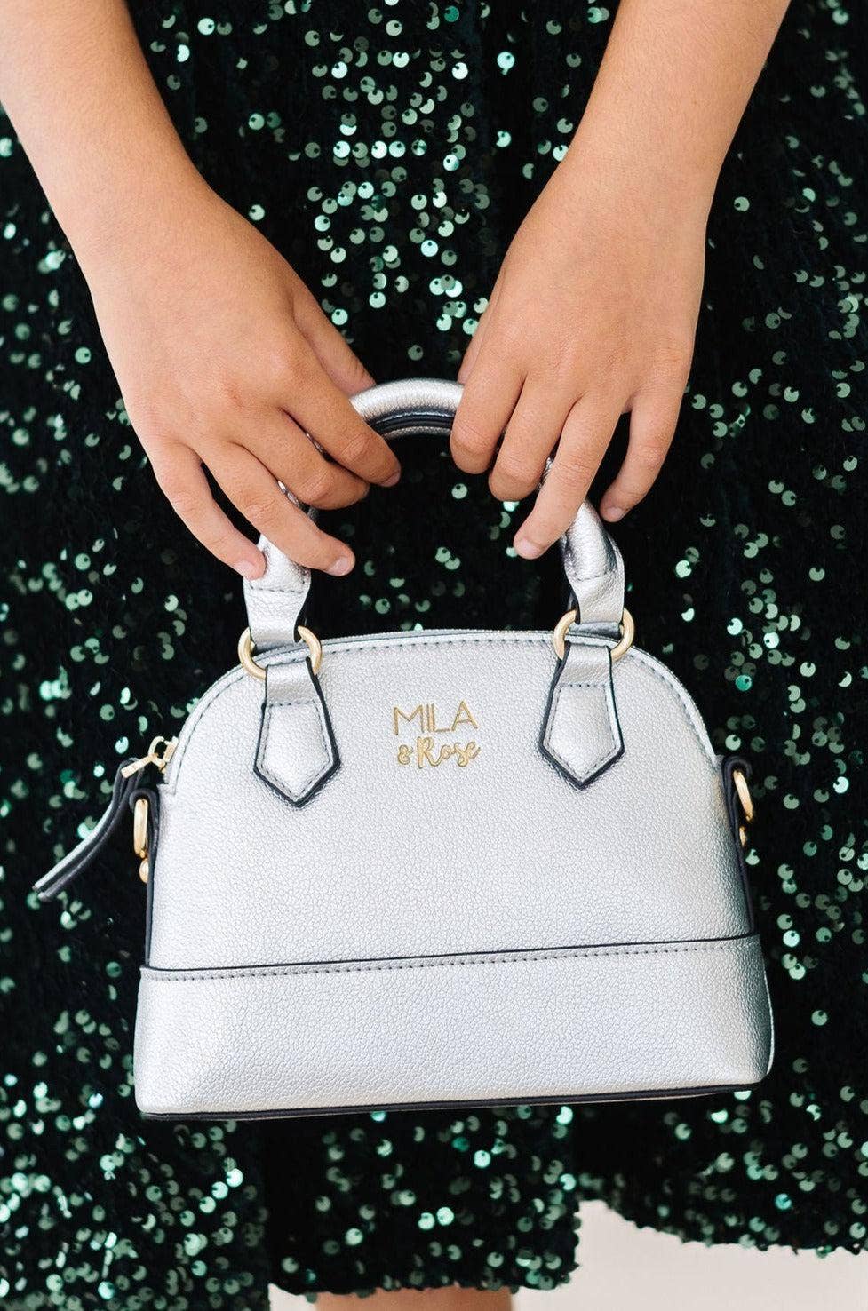 Purse - Silver Metallic Girl's Crossbody Purse