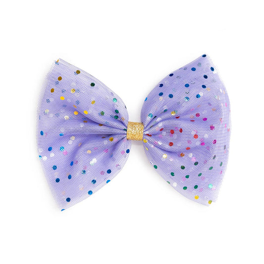 Hair Bow - Lavender Confetti Tulle Bow Clip