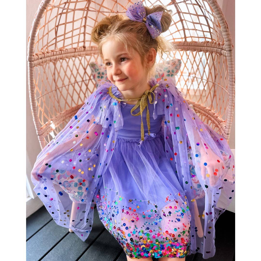 Hair Bow - Lavender Confetti Tulle Bow Clip