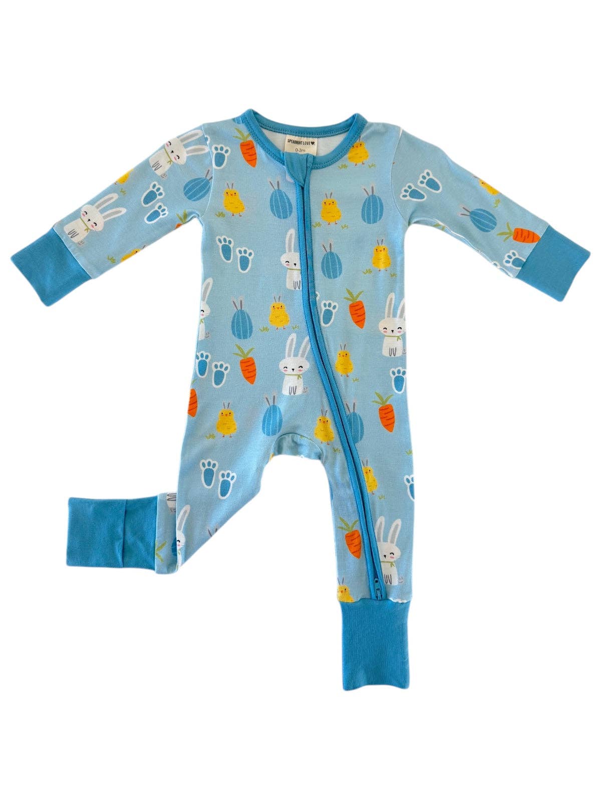 PJ - Zip Romper, Blue Easter Bunny