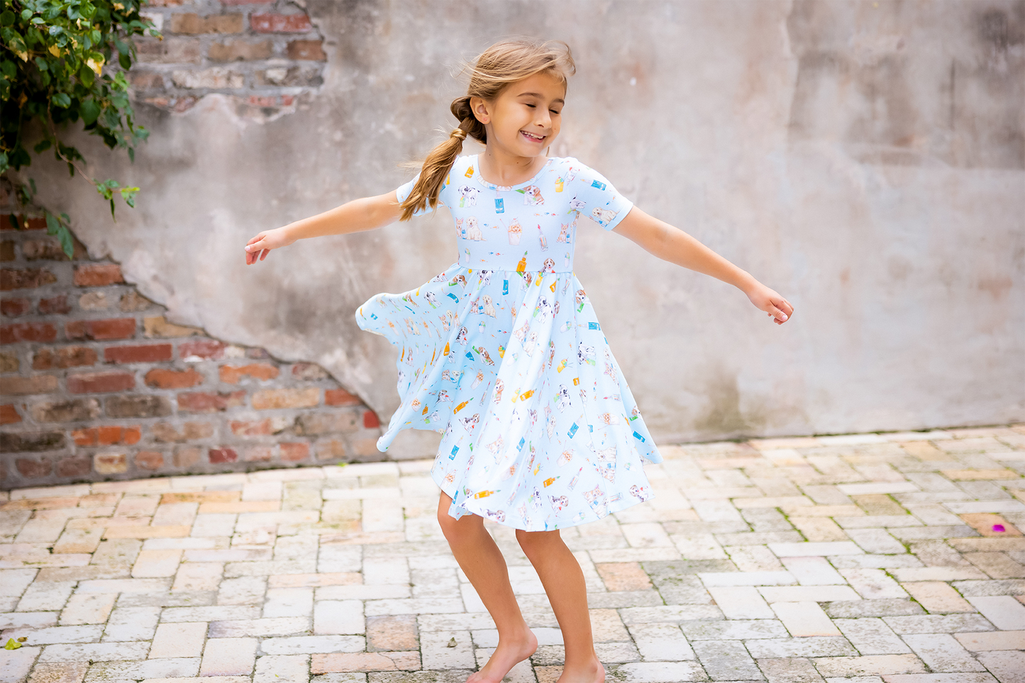 Dog Days of Summer Organic Cotton Blue Dress - Dogs & Snowballs