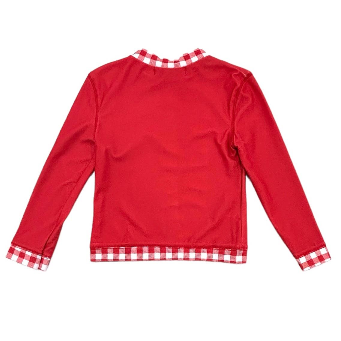 Kids Summer Swimwear - Rashguard - Red Gingham: 3T