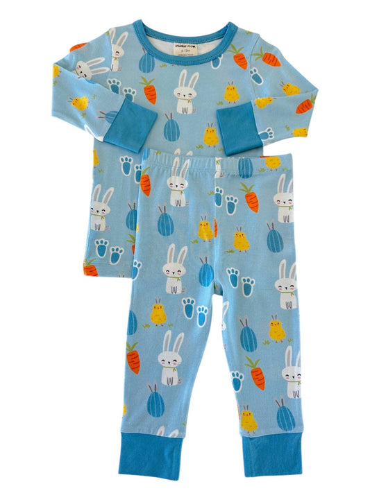 PJ - Long Sleeve 2-Piece Set, Blue Easter Bunny