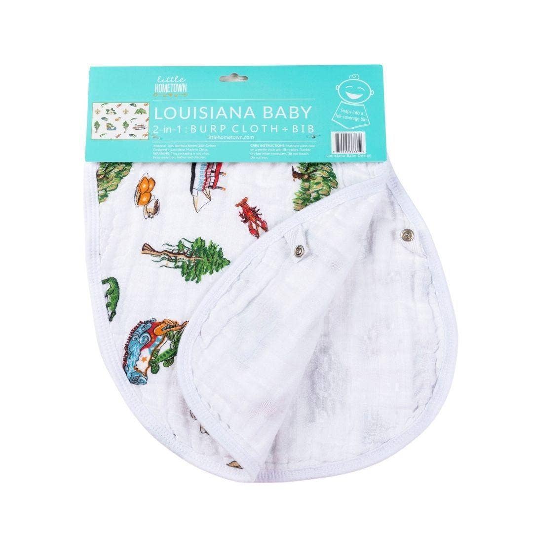 Burp Cloth - Louisiana Baby Burp Cloth and Bib (2 in 1)