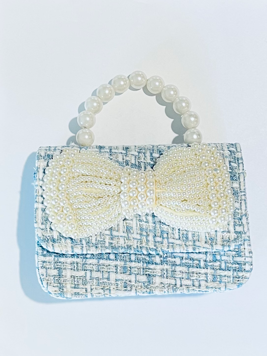 Pearl Bow Bag: Light blue
