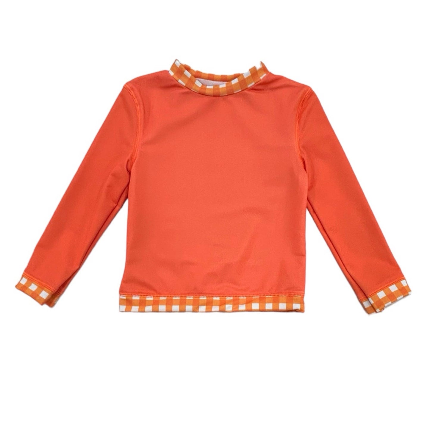 Kids Summer Swimwear - Rashguard - Orange Gingham: 2T