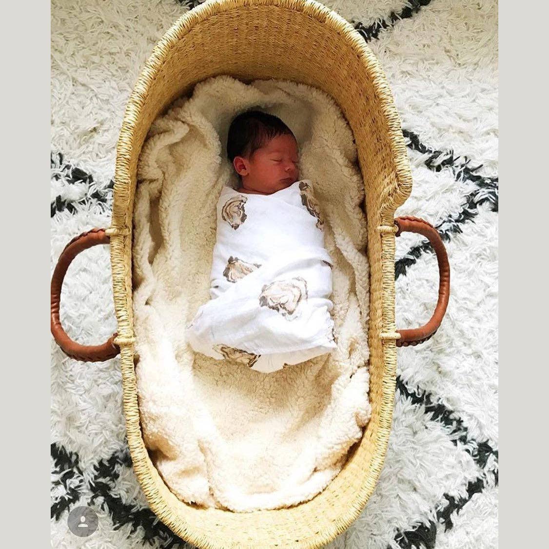 Swaddle - Aw, Shucks! Oyster Baby Muslin Swaddle Blanket -Extra Large 47 x 47