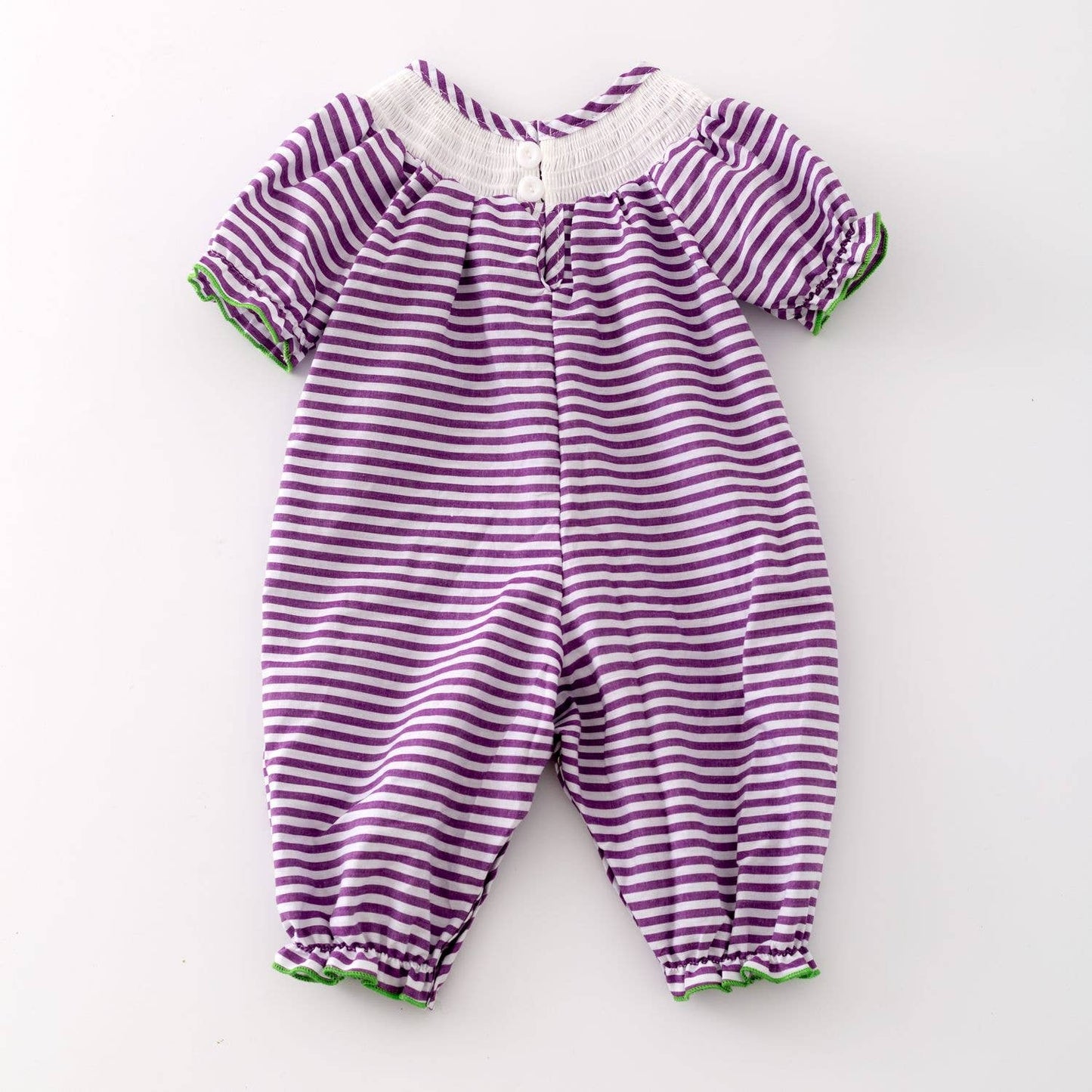 Mardi Gras Smocked Baby Romper