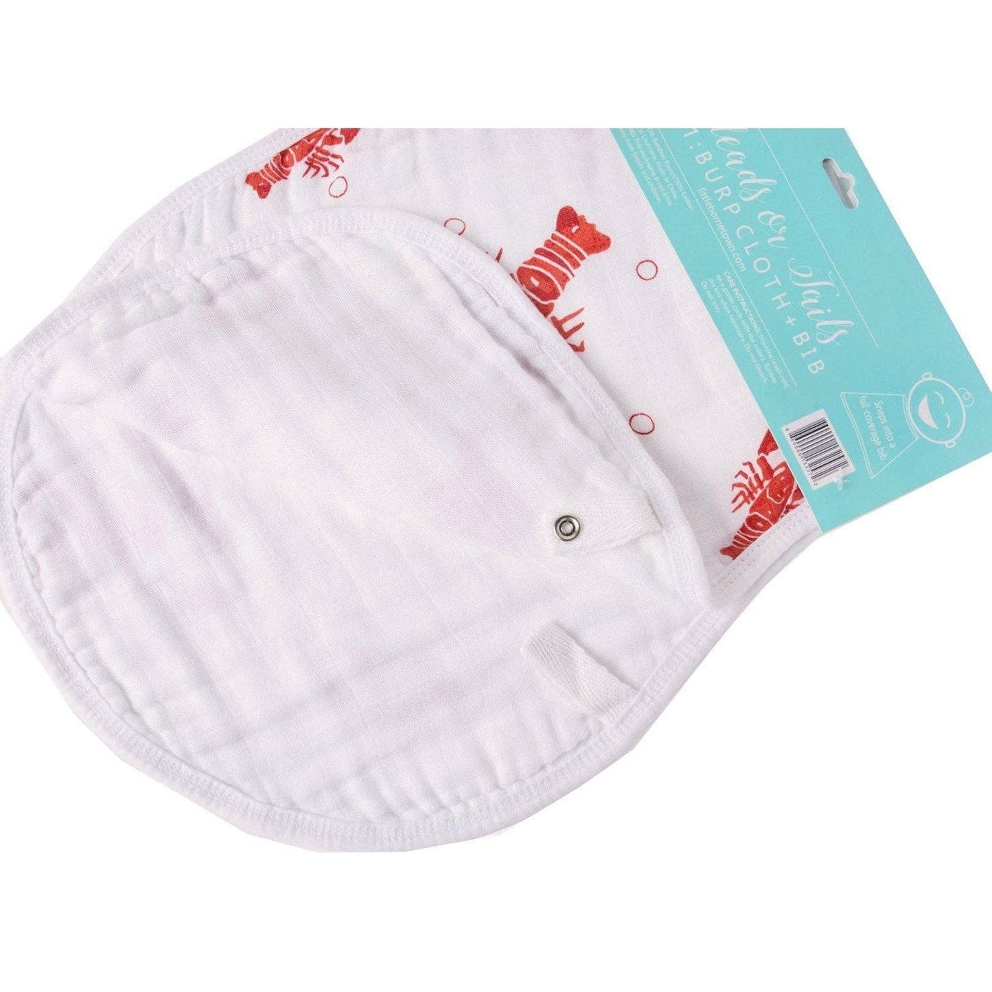 Burp Cloth - Heads Tails Crawfish Baby Burp Cloth and Bib (2 in 1)