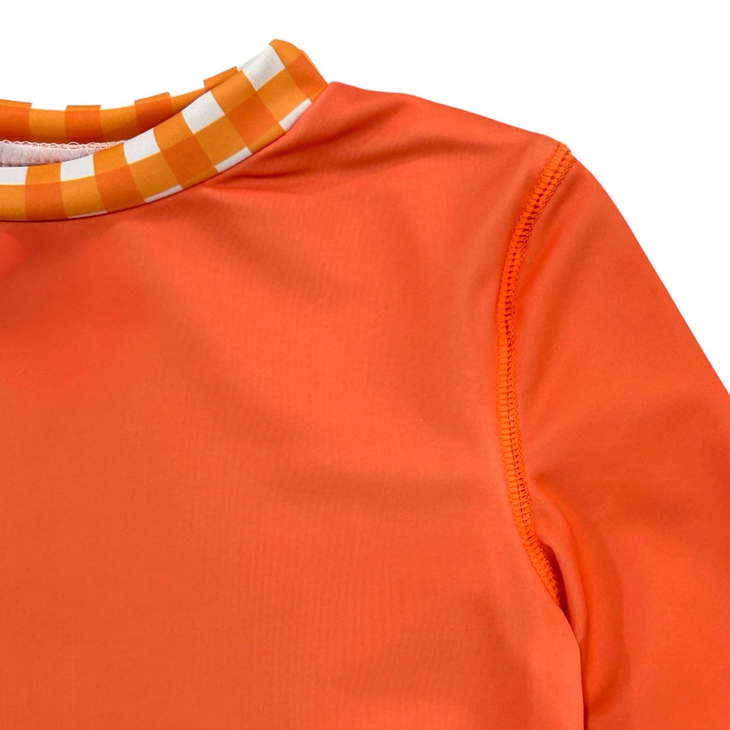 Kids Summer Swimwear - Rashguard - Orange Gingham: 2T