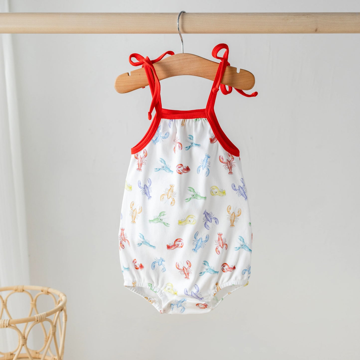 Colorful Claws Organic Cotton Crawfish Shoulder-Tie Onesie