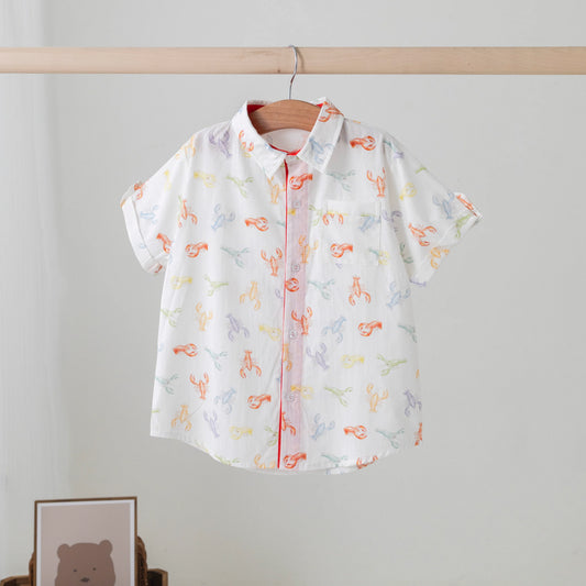 Polo - Colorful Claws Short Sleeve Collared Crawfish Shirt