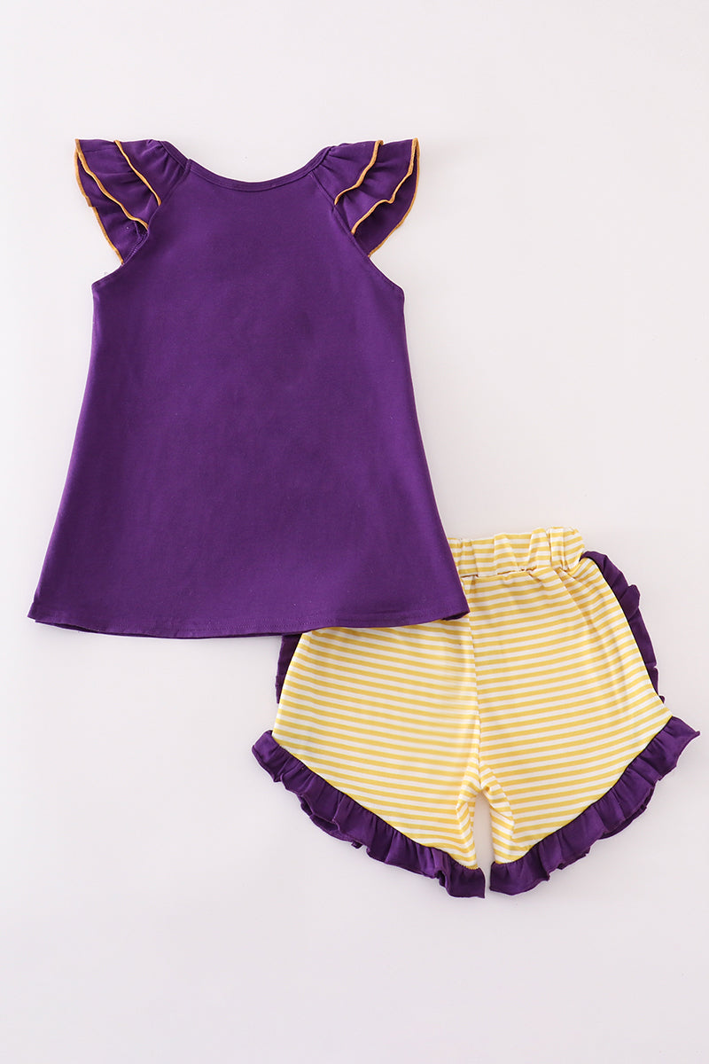 LSU I love 2 pc Ruffle Shorts Set