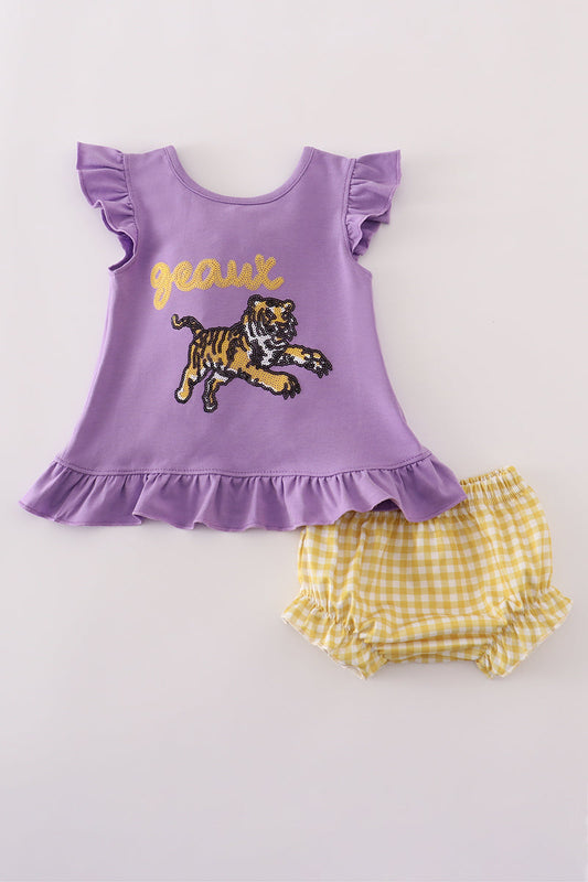 Geaux Tiger Sequin 2 pc swing top with bloomer