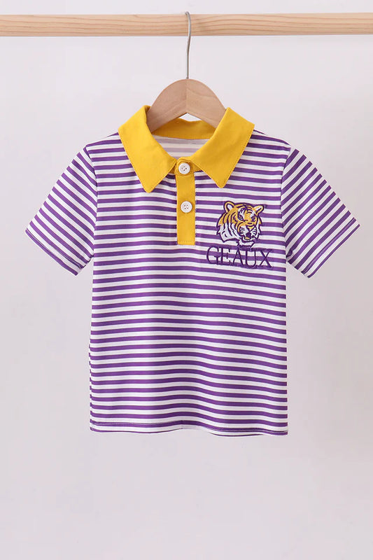 Purple LSU GEAUX applique top