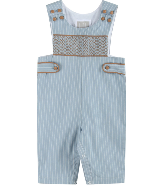 Pinstripe Smocked Overalls
