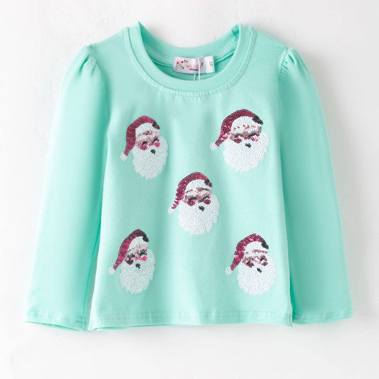 Aqua Santa Sequin Shirt