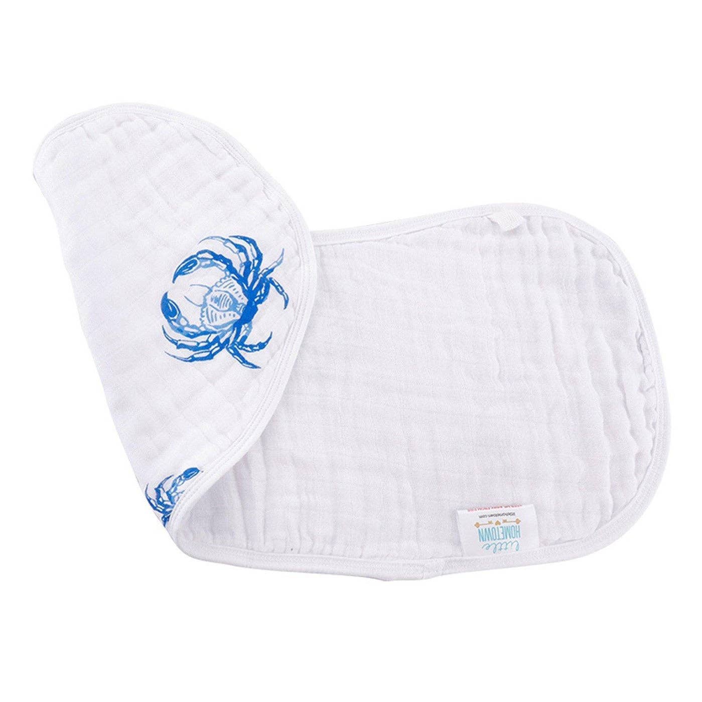 Burp Cloth - Blue Crab Baby Burp Cloth and Bib (2 in 1)