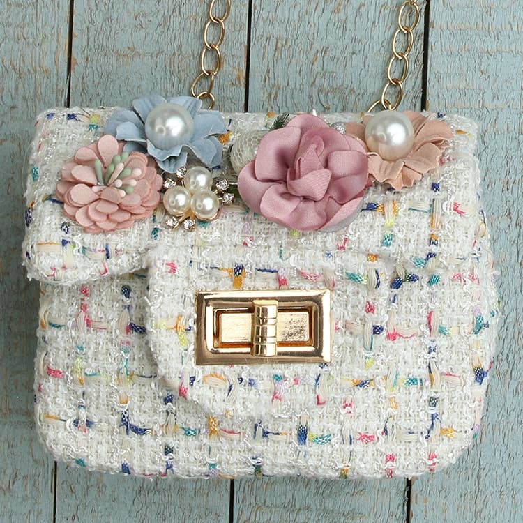 Purse - Tweed Flower Purse: Pink