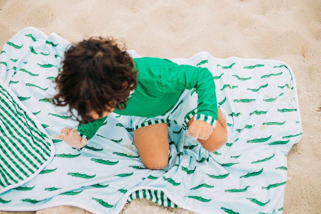 Swim Towel - Blue Alligator