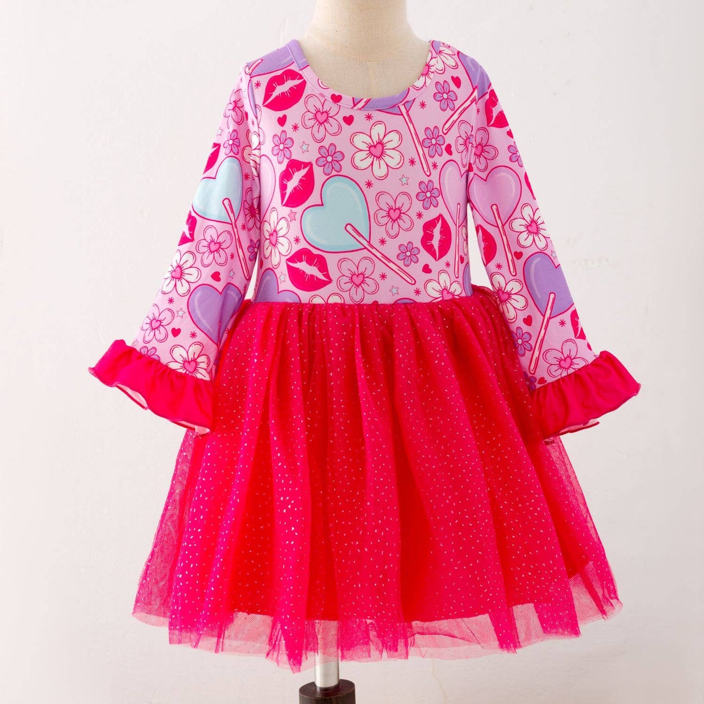 Pucker Up Tutu Girls Valentine Dress