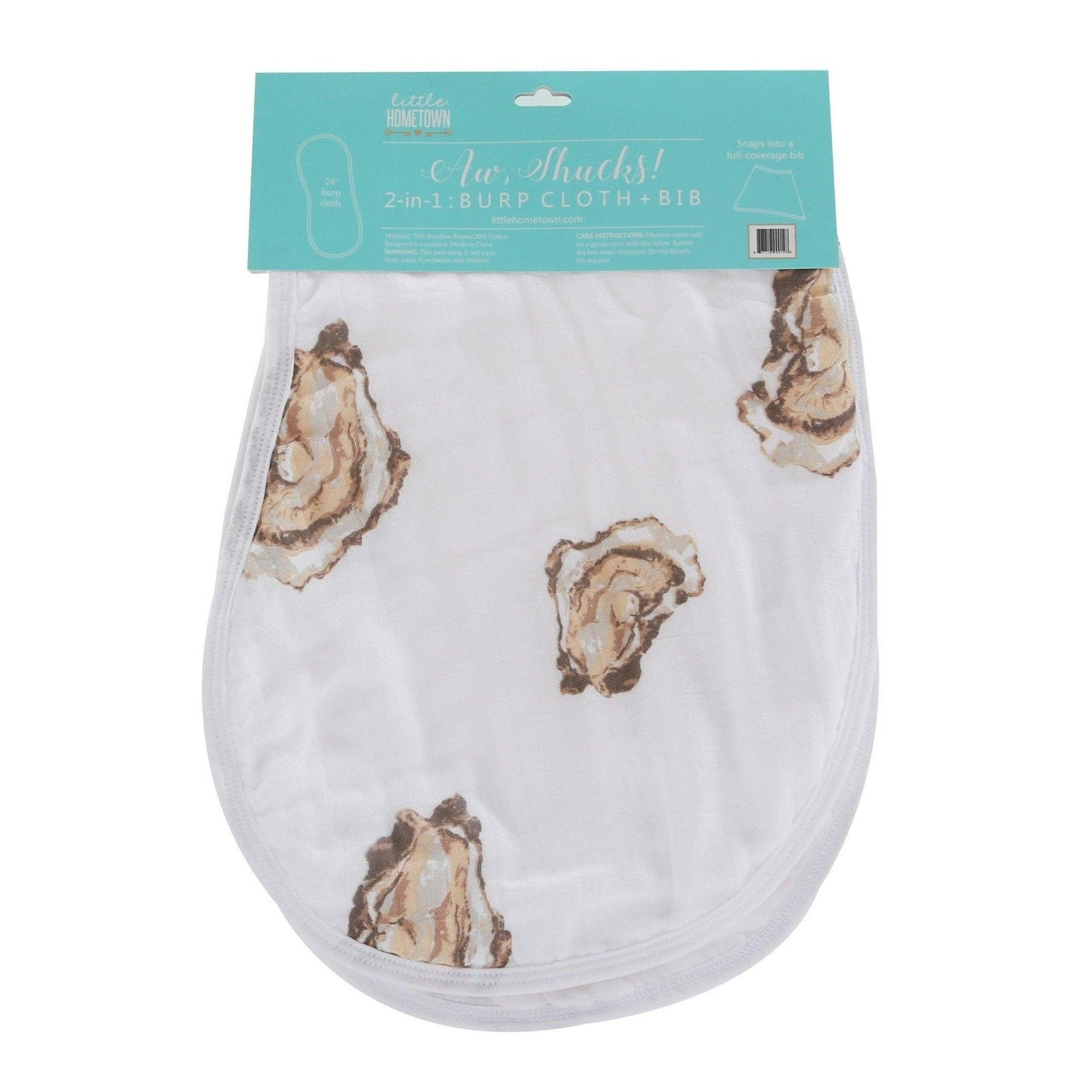 Burp Cloth - Aw Shucks! Oyster Baby Burp Cloth and Bib (2 in 1)