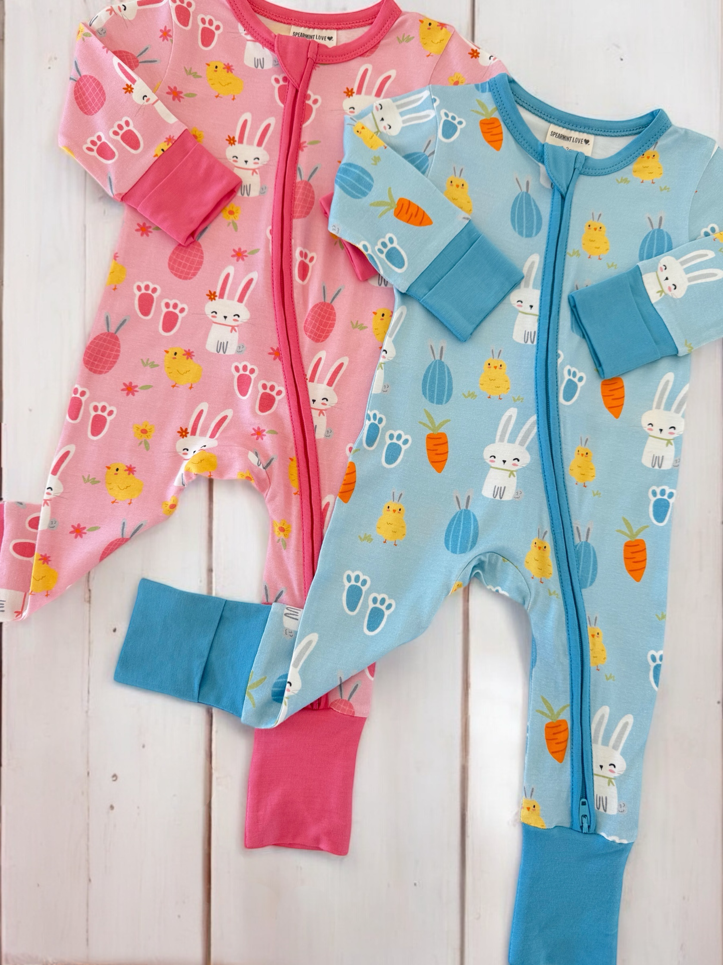 PJ - Zip Romper, Blue Easter Bunny