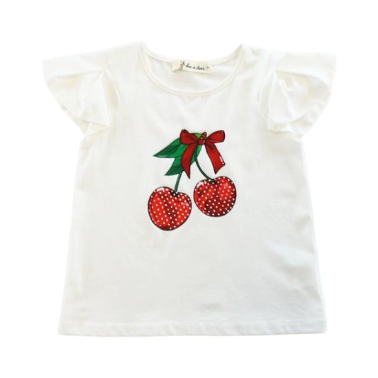 Rhinestone Cherry Tee: WHITE