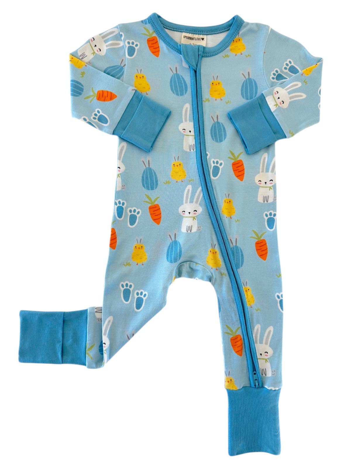 PJ - Zip Romper, Blue Easter Bunny