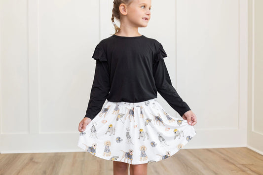 Long Sleeve Ruffle Shirt - Black