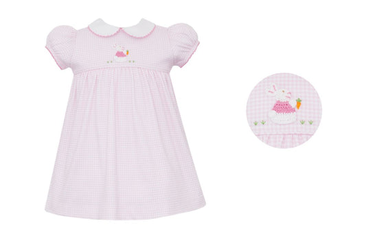 Bunny Girl's Pink Gingham Knit Dress