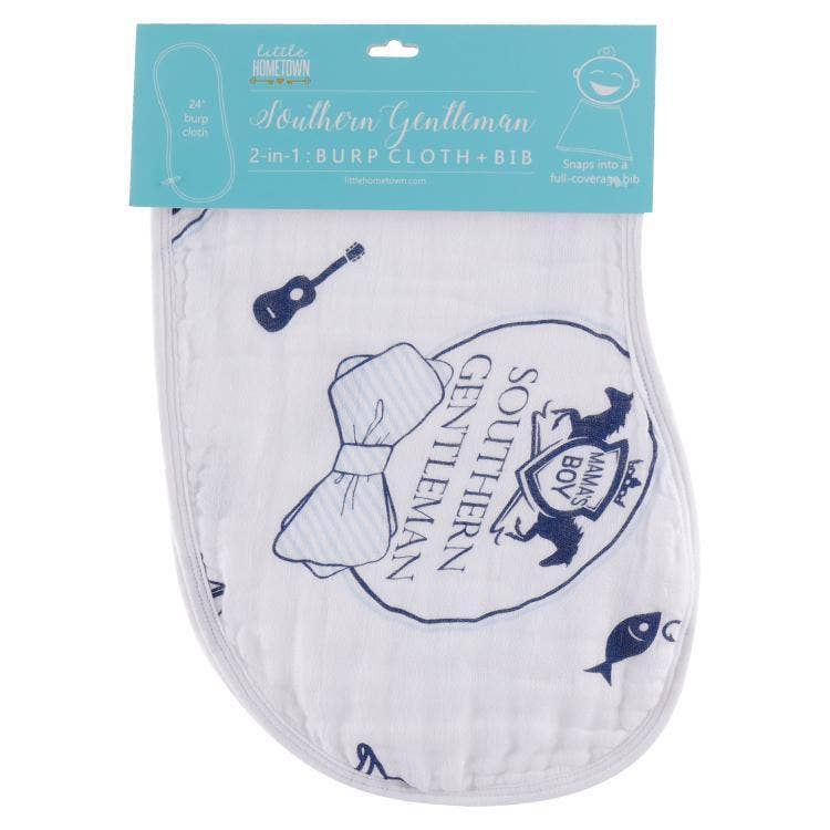 Burp Cloth - Southern Gentleman Baby Burp Cloth and Bib (2 in 1)