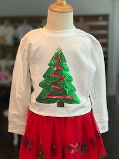 Sequin Long Sleeve Christmas Tree Top