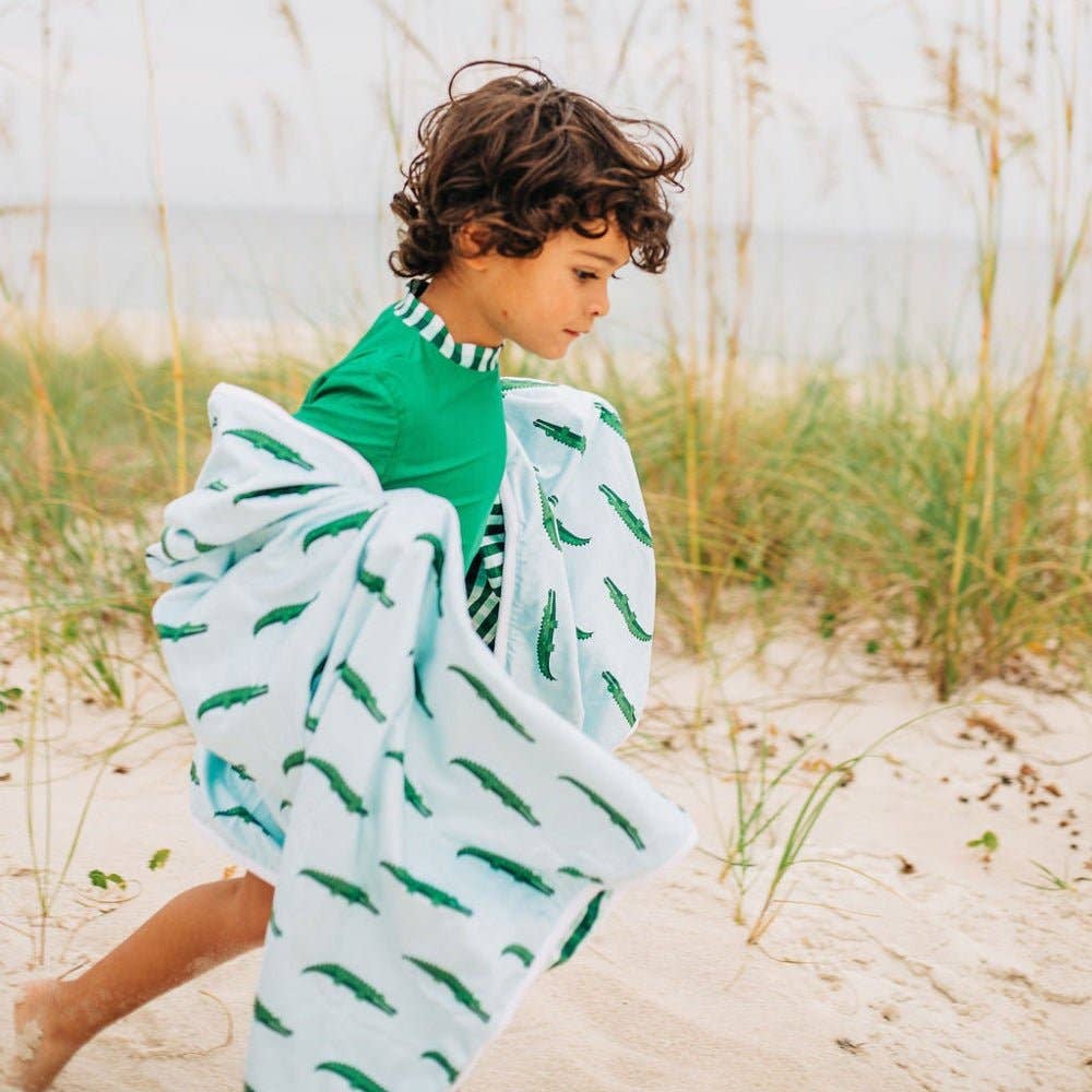 Swim Towel - Blue Alligator