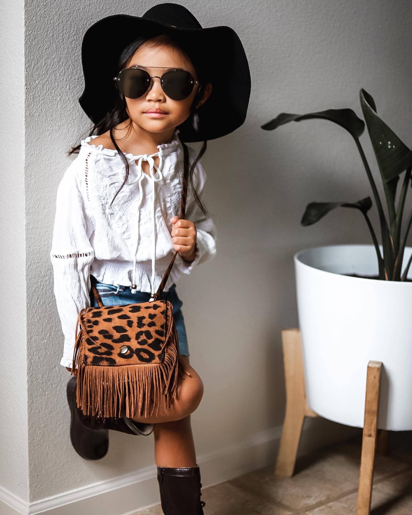 Purse - Marant Fringe Crossbody Kids Purse: Coco Animal Print