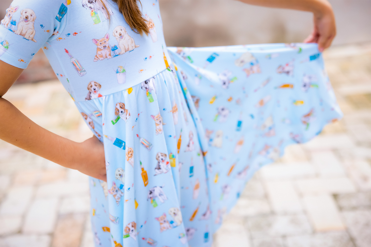 Dog Days of Summer Organic Cotton Blue Dress - Dogs & Snowballs