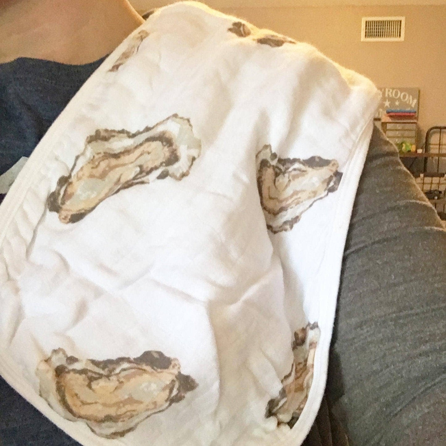 Burp Cloth - Aw Shucks! Oyster Baby Burp Cloth and Bib (2 in 1)