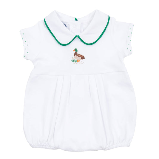 Duck/Mallard Pond Embroidered Collared Boy Bubble