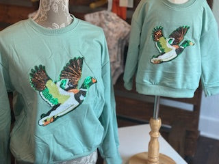 Duck Sequin Sweatshirt - Sage - Children