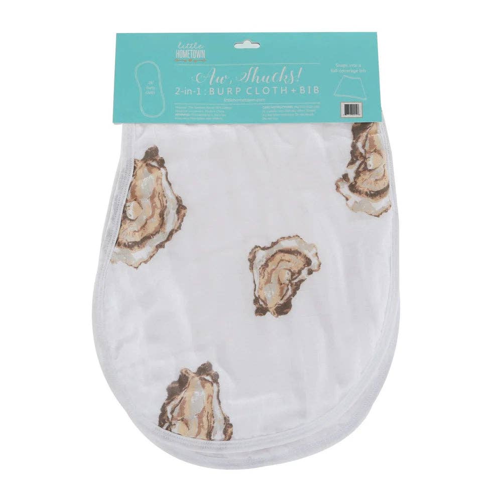 Burp Cloth - Aw Shucks! Oyster Baby Burp Cloth and Bib (2 in 1)
