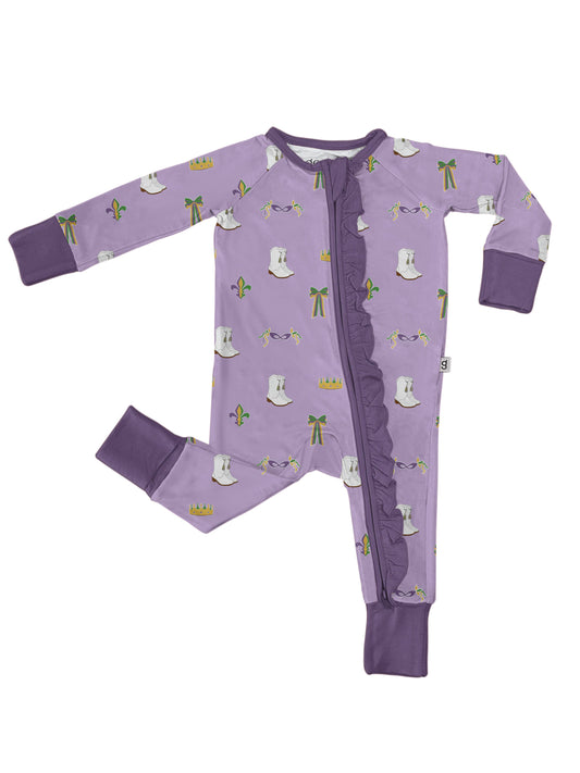 Mardi Gras Boots Zip Pajamas