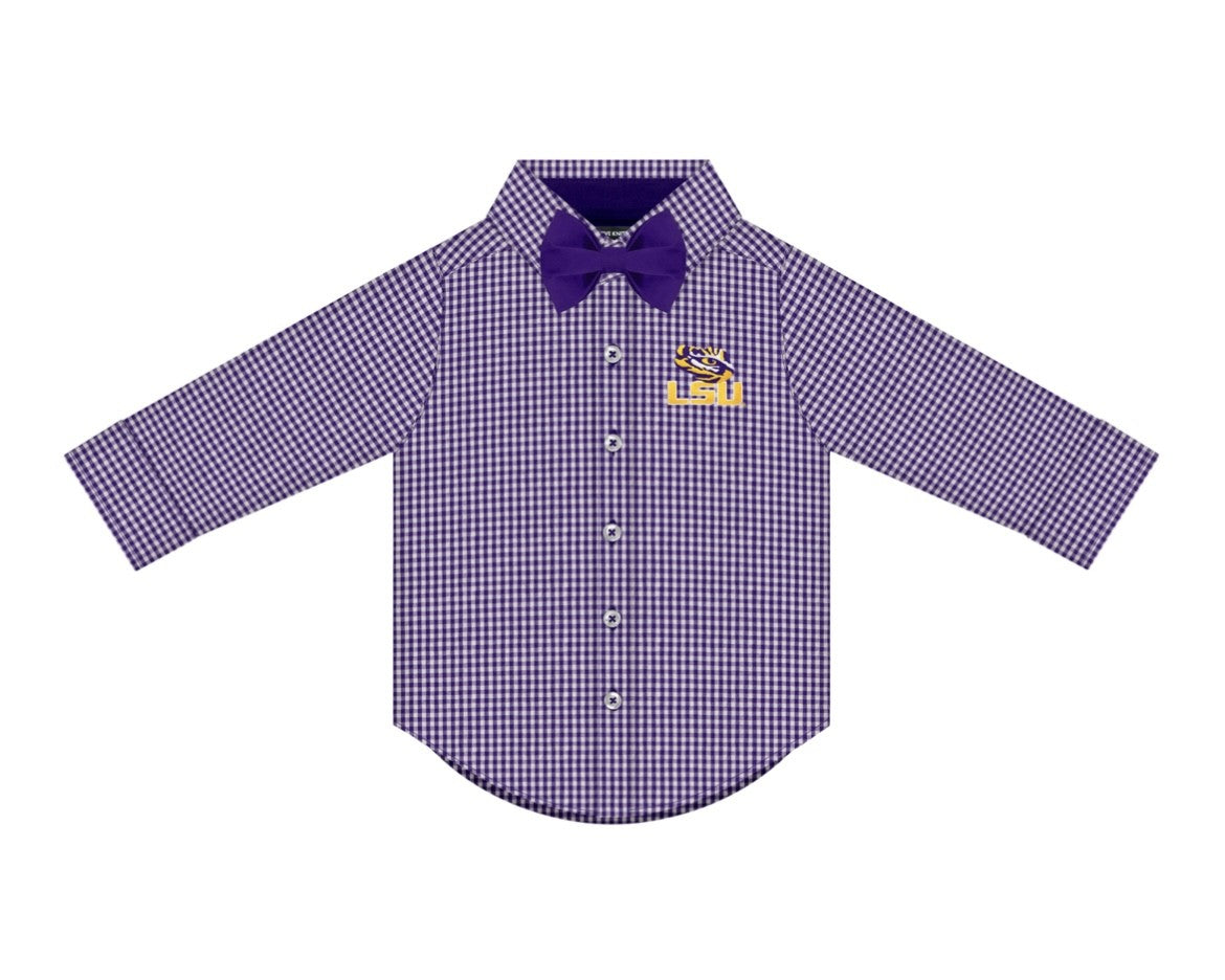 LSU Gingham Shirt w/Bowtie