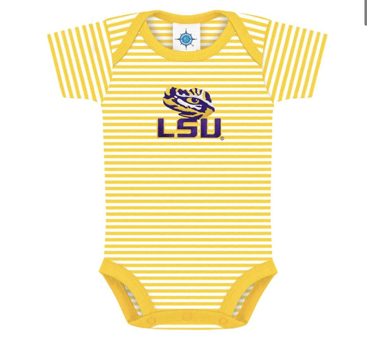 LSU Gold Stripe Onesie