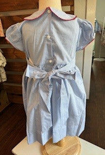 Santa Smocked Lt Blue Dress
