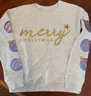 Merry Christmas with Ornaments on Sleeves Sweatshirt