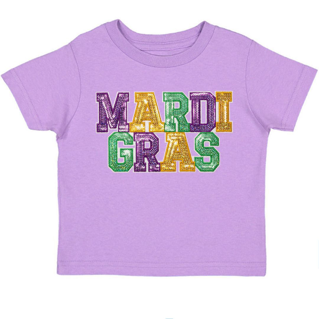 Mardi Gras Sequin Short Sleeve T Shirt Lavender