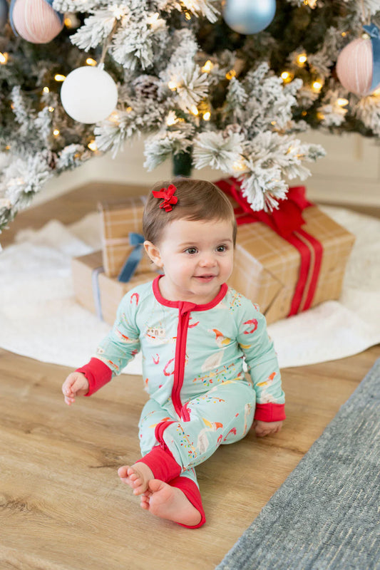 Shrimp Boat Christmas Zipper Onesie