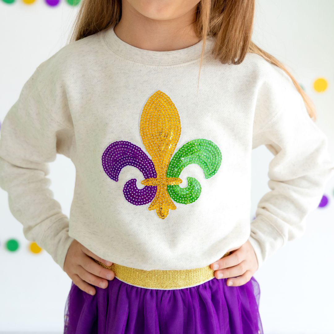 Mardi Gras Sequin Fleur De Lis Sweatshirt